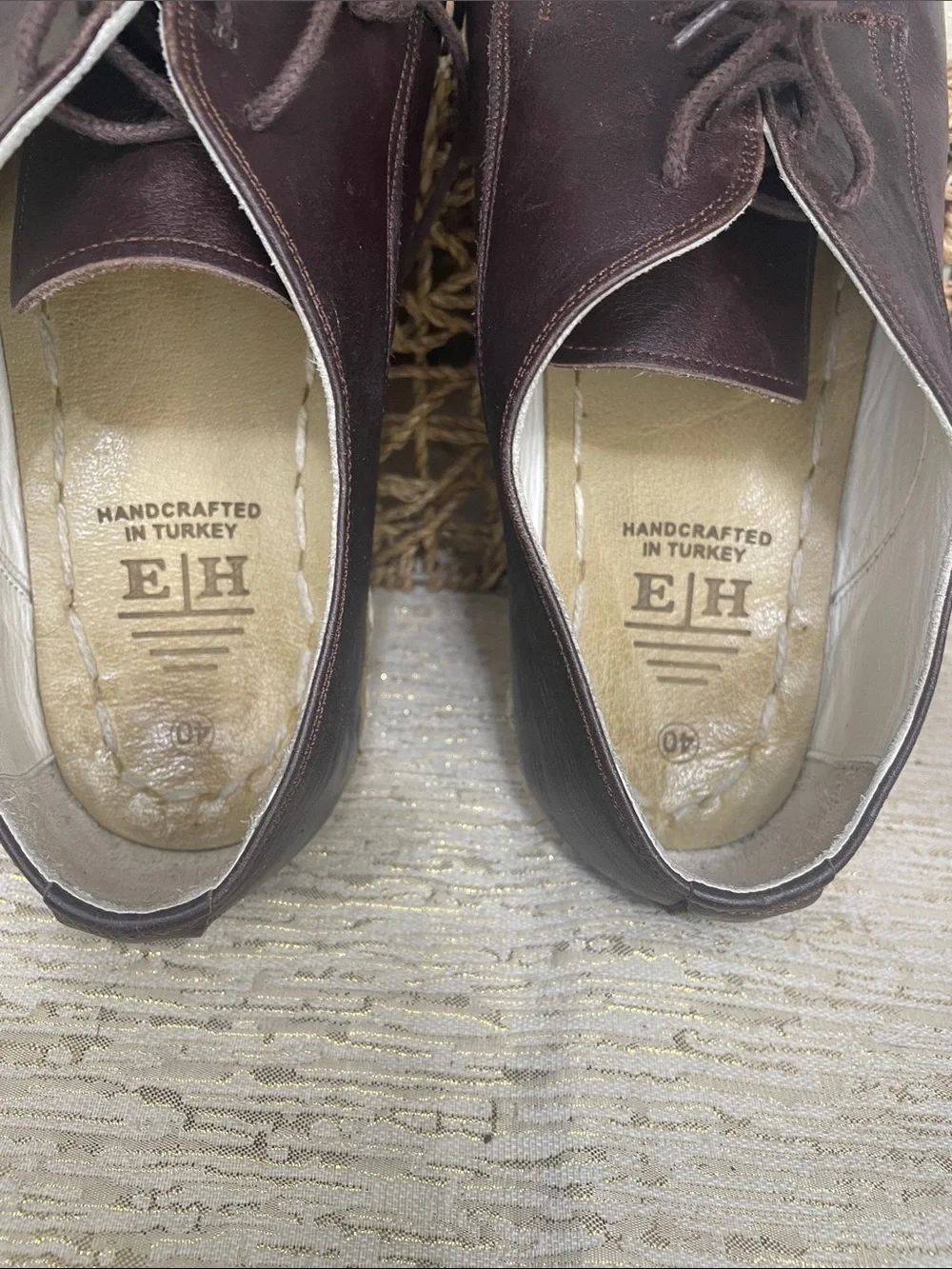 Earth Harmony Grounding Lace-Up Leather Shoes in Dark Brown Women Sz 40